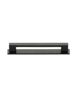 Heritage Brass Cabinet Pull Metro Design with Plate 128mm CTC Matt Bronze Finish