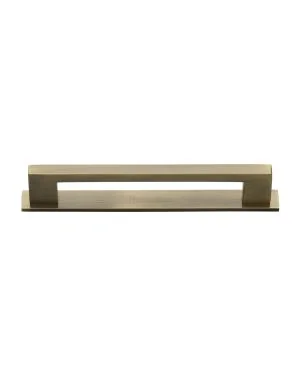 Heritage Brass Cabinet Pull Metro Design with Plate 160mm CTC Antique Brass Finish