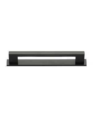 Heritage Brass Cabinet Pull Metro Design with Plate 160mm CTC Matt Bronze Finish