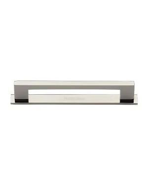 Heritage Brass Cabinet Pull Metro Design with Plate 160mm CTC Polished Nickel Finish