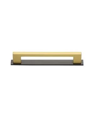 Heritage Brass Cabinet Pull Metro Design with Plate 96mm CTC Matt Bronze/Satin Brass Finish