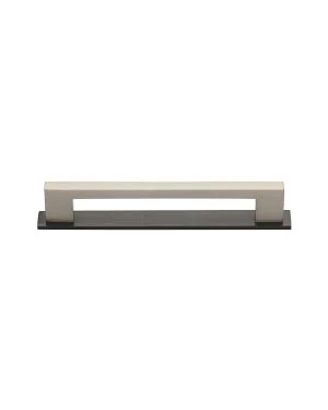Heritage Brass Cabinet Pull Metro Design with Plate 96mm CTC Matt Bronze/Satin Nickel Finish