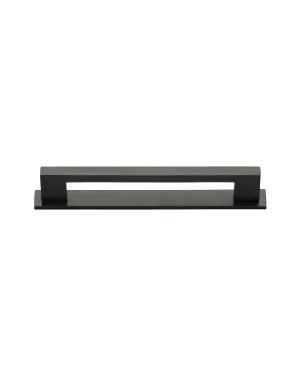 Heritage Brass Cabinet Pull Metro Design with Plate 96mm CTC Matt Bronze Finish