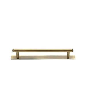 Heritage Brass Cabinet Pull Step Design with Plate 128mm CTC Antique Brass Finish
