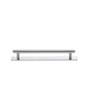 Heritage Brass Cabinet Pull Step Design with Plate 128mm CTC Satin Chrome Finish