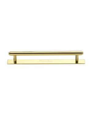 Heritage Brass Cabinet Pull Step Design with Plate 160mm CTC Polished Brass Finish