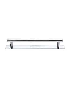Heritage Brass Cabinet Pull Step Design with Plate 160mm CTC Polished Chrome Finish