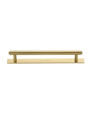 Heritage Brass Cabinet Pull Step Design with Plate 160mm CTC Satin Brass Finish