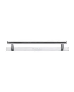 Heritage Brass Cabinet Pull Step Design with Plate 160mm CTC Satin Chrome Finish