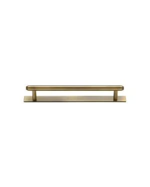 Heritage Brass Cabinet Pull Step Design with Plate 96mm CTC Antique Brass Finish
