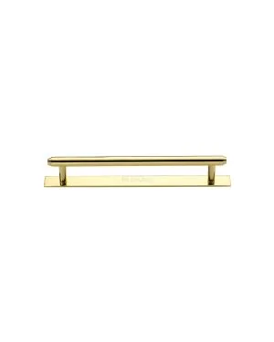Heritage Brass Cabinet Pull Step Design with Plate 96mm CTC Polished Brass Finish
