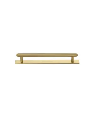 Heritage Brass Cabinet Pull Step Design with Plate 96mm CTC Satin Brass Finish
