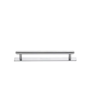 Heritage Brass Cabinet Pull Step Design with Plate 96mm CTC Satin Chrome Finish