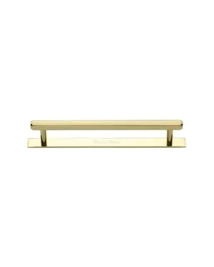 Heritage Brass Cabinet Pull Hexagonal Design with Plate 128mm CTC Polished Brass Finish