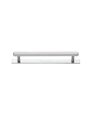 Heritage Brass Cabinet Pull Hexagonal Design with Plate 128mm CTC Satin Chrome Finish