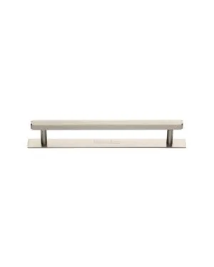Heritage Brass Cabinet Pull Hexagonal Design with Plate 128mm CTC Satin Nickel Finish