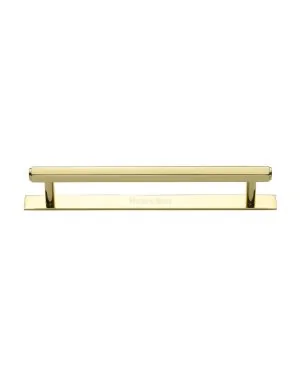 Heritage Brass Cabinet Pull Hexagonal Design with Plate 160mm CTC Polished Brass Finish