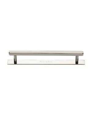 Heritage Brass Cabinet Pull Hexagonal Design with Plate 160mm CTC Polished Nickel Finish