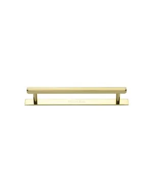 Heritage Brass Cabinet Pull Hexagonal Design with Plate 96mm CTC Polished Brass Finish