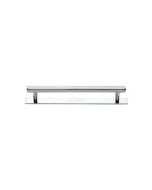 Heritage Brass Cabinet Pull Hexagonal Design with Plate 96mm CTC Polished Chrome Finish