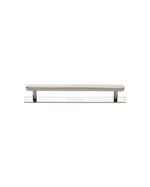 Heritage Brass Cabinet Pull Hexagonal Design with Plate 96mm CTC Polished Nickel Finish