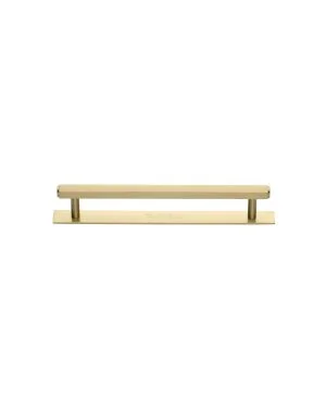 Heritage Brass Cabinet Pull Hexagonal Design with Plate 96mm CTC Satin Brass Finish