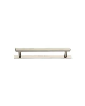 Heritage Brass Cabinet Pull Hexagonal Design with Plate 96mm CTC Satin Nickel Finish