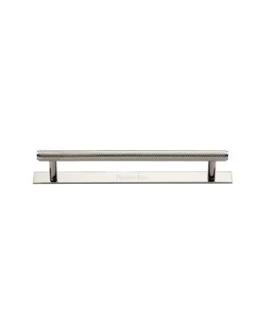 Heritage Brass Cabinet Pull Knurled Design with Plate 128mm CTC Polished Nickel Finish