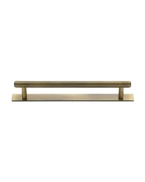 Heritage Brass Cabinet Pull Knurled Design with Plate 160mm CTC Antique Brass Finish