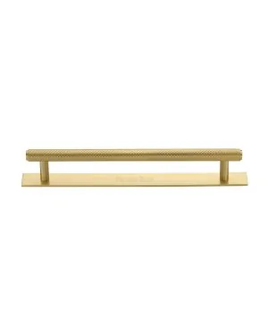 Heritage Brass Cabinet Pull Knurled Design with Plate 160mm CTC Satin Brass Finish
