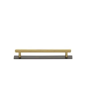 Heritage Brass Cabinet Pull Knurled Design with Plate 96mm CTC Matt Bronze/Satin Brass Finish