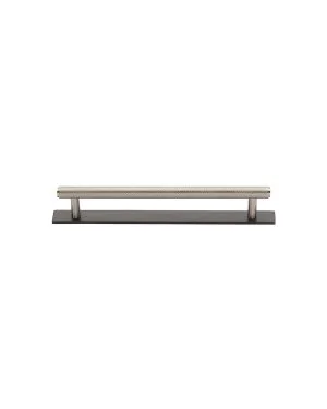 Heritage Brass Cabinet Pull Knurled Design with Plate 96mm CTC Matt Bronze/Satin Nickel Finish