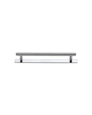 Heritage Brass Cabinet Pull Knurled Design with Plate 96mm CTC Polished Chrome Finish