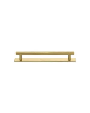 Heritage Brass Cabinet Pull Knurled Design with Plate 96mm CTC Satin Brass Finish
