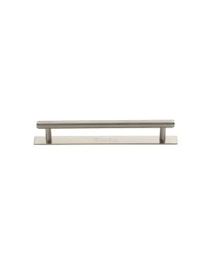 Heritage Brass Cabinet Pull Knurled Design with Plate 96mm CTC Satin Nickel Finish