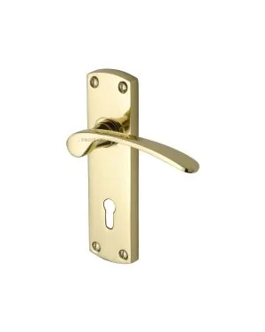 Project Hardware Door Handle Lever Lock Luca Design Polished Brass finish
