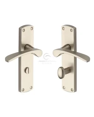Project Hardware Door Handle for Bathroom Luca Design Satin Nickel finish