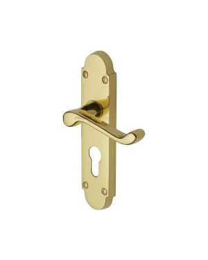 Project Hardware Door Handle for Euro Profile Plate Milton Design Polished Brass finish