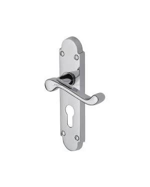 Project Hardware Door Handle for Euro Profile Plate Milton Design Polished Chrome finish