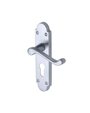 Project Hardware Door Handle for Euro Profile Plate Milton Design Satin Chrome finish