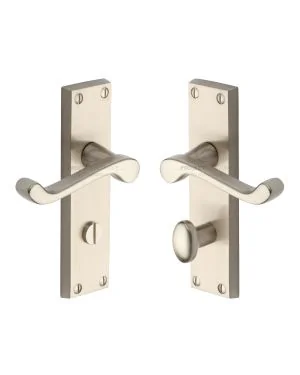 Project Hardware Door Handle for Bathroom Malvern Design Satin Nickel finish