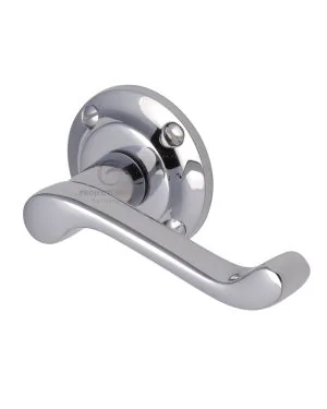 Project Hardware Door Handle Lever Latch on Round Rose Malvern Design Polished Chrome finish