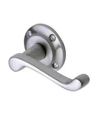 Project Hardware Door Handle Lever Latch on Round Rose Malvern Design Satin Chrome finish