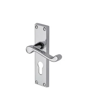 Project Hardware Door Handle for Euro Profile Plate Malvern Design Polished Chrome finish