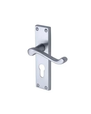 Project Hardware Door Handle for Euro Profile Plate Malvern Design Satin Chrome finish