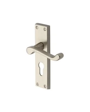 Project Hardware Door Handle for Euro Profile Plate Malvern Design Satin Nickel finish