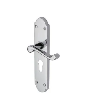 Project Hardware Door Handle for Euro Profile Plate Kensington Design Polished Chrome finish