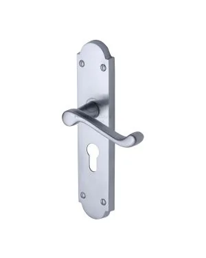 Project Hardware Door Handle for Euro Profile Plate Kensington Design Satin Chrome finish