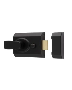 Contract Rim Cylinder Night Latch - Matt Black