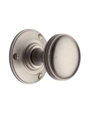 Heritage Brass Mortice Knob on Rose Richmond Design Satin Nickel finish